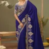 Royal Blue Silk Zari Work Ready To Wear Saree   8104