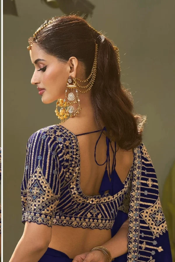 Royal Blue Silk Zari Work Ready To Wear Saree   8104 (2)