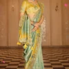 Yellow & Green Pure Jacquard Silk Pre Stitched Saree   7801