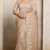 Champagne Gold Organza Crush Handwork Pre Stitched Saree   25816