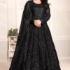 Black Net Embroidered Anarkali Gown