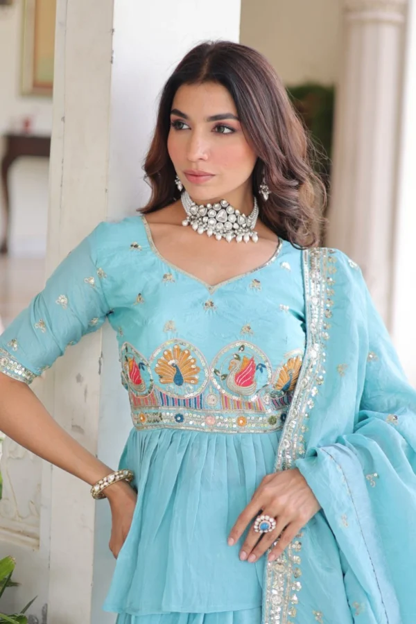 Blue Embroidered Lehenga Choli   5058 (1)