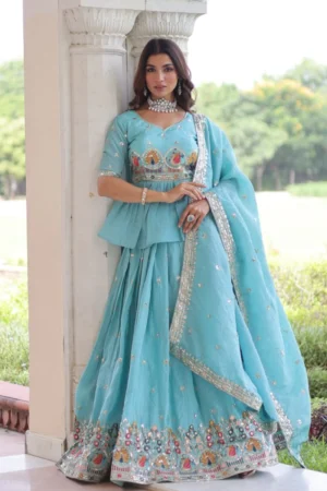 Blue Embroidered Lehenga Choli   5058
