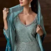 Blue Ombre Georgette Emboridered Gown 5785 1