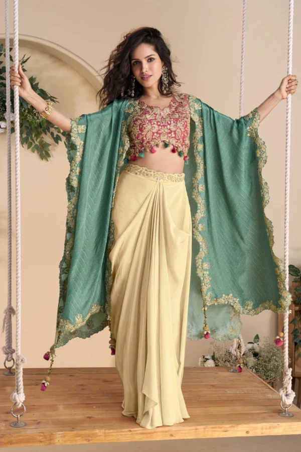 Cream Skirt With Embroidered Choli  10050
