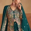 Green Embroidered Chinon Jacket Palazzo Suit 7549B 1