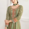 Green Embroidered HO Silk Salwar Suit   2772 (1)