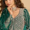 Green Heavy Embroiderd Chinon Anarkali Lehenga 1