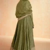 Green Jacquard Silk Emnroidered Gown 29657 2