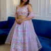 Lavendar Satin Silk Lehenga Choli