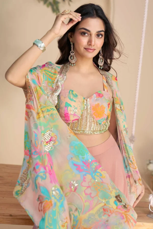 Multicolor Skirt With Embroidered Choli 10053 1