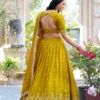 Olive Yellow Vichitra Silk Lehenga Choli (1)