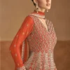 Orange Chinon Embroidered Anarkali Gown 7510E 1