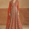 Orange Chinon Embroidered Anarkali Gown 7510E