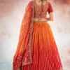 Orange Ombre Embroidered Chinon Lehenga Choli (2)