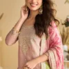 Pink Chinon Embroidered Palazzo Suit (1)