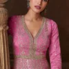 Pink Ombre Georgette Emboridered Gown 5786 1