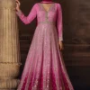 Pink Ombre Georgette Emboridered Gown5786