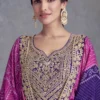 Purple Bandhej Chinon Embroidered Palazzo Suit 1