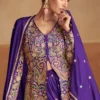 Purple Embroidered Chinon Jacket Palazzo Suit 7549C 1