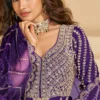 Purple Heavy Embroiderd Chinon Anarkali Lehenga.1