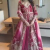 Rani Pink Emboidered Faux Georgette Anarkali Lehenga