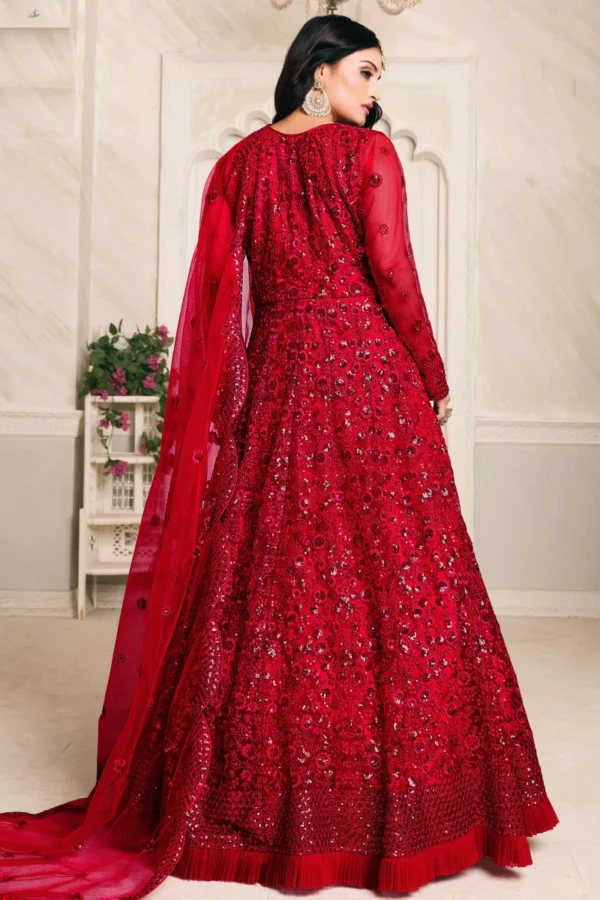 Red Net Embroidered Anarkali Gown 2104 1