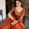Rust Orange Rangoli Silk Lehenga Choli 2