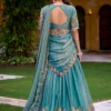 Turquoise Blue Shimmar Silk Lehenga Choli (1)