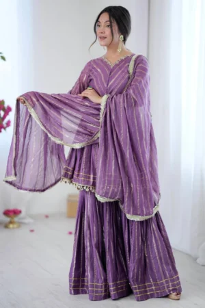 Violet Mul Chanderi Sharara Suit
