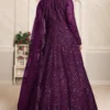 Wine Net Embroidered Anarkali Gown 2103 1