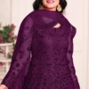 Wine Net Embroidered Anarkali Gown 2103 2