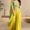 Yellow Chinon Silk Palazzo Suit 10051