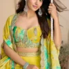 Yellow Chinon Silk Palazzo Suit10051 1