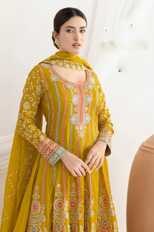 Yellow Embroidered HO Silk Salwar Suit   2771 (1)