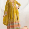 Yellow Embroidered HO Silk Salwar Suit   2771