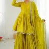 Yellow Mul Chanderi Sharara Suit