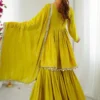 Yellow Mul Chanderi Sharara Suit (2)