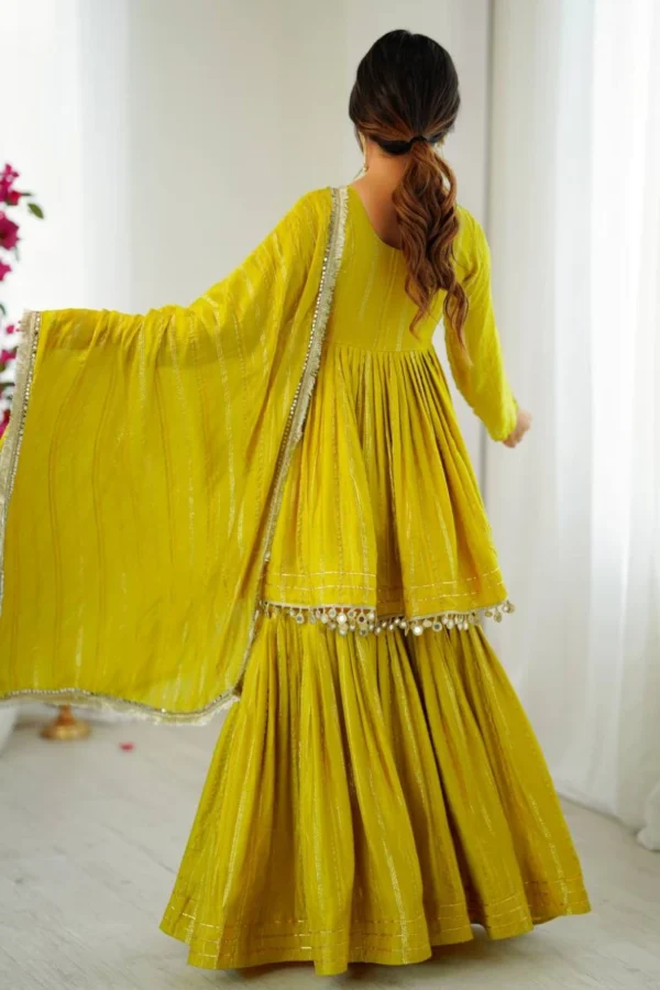 Yellow Mul Chanderi Sharara Suit (2)