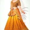Yellow Ombre Embroidered Chinon Lehenga Choli