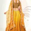 Yellow Ombre Embroidered Chinon Lehenga Choli (2)