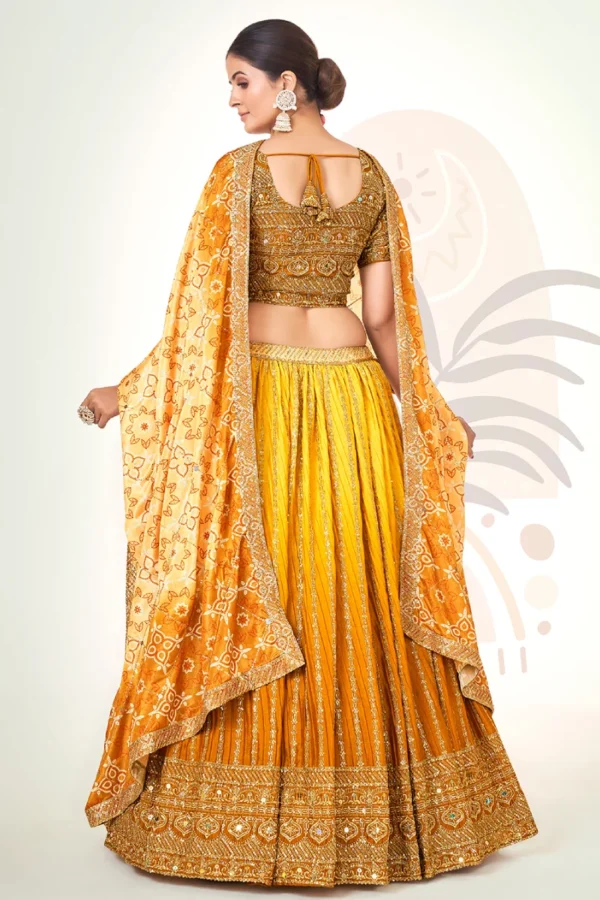 Yellow Ombre Embroidered Chinon Lehenga Choli (2)